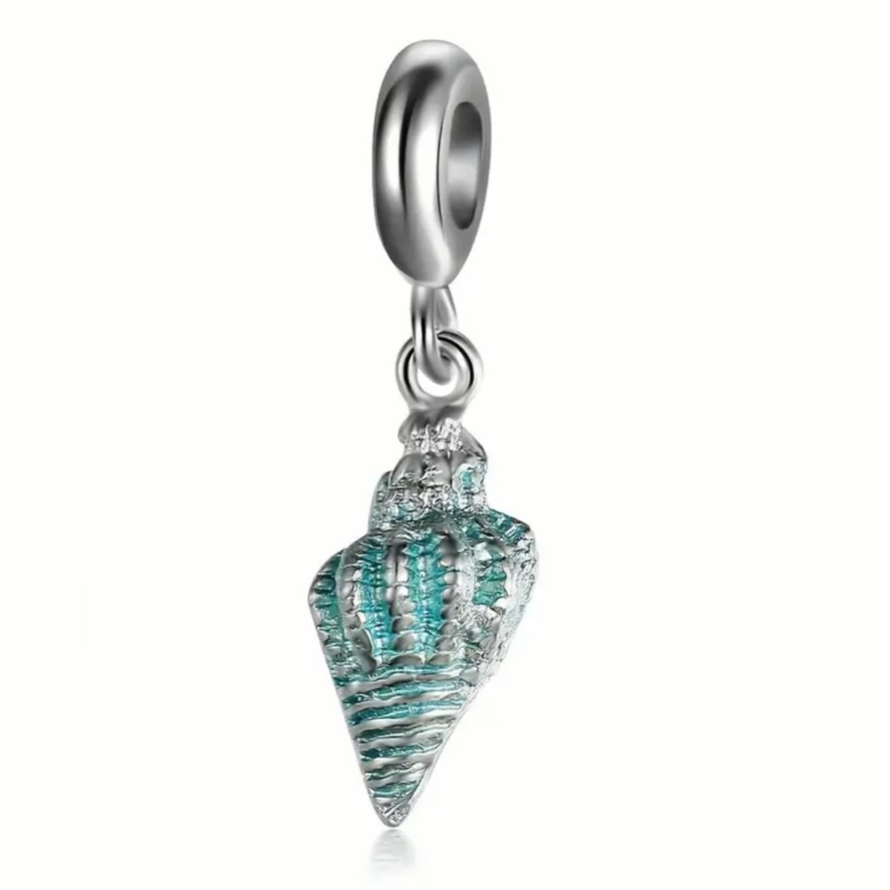 SEASHELL or SEASHELL & FLOWER BRACELET CHARM-FITS PANDORA & MOST OTHERS-NEW